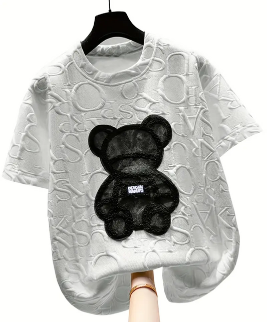White Tshirt with black bear .